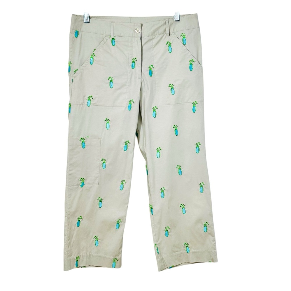 Lilly Pulitzer Sand Capri with Teal & Lime Golf Bag Embroidery sz 4
